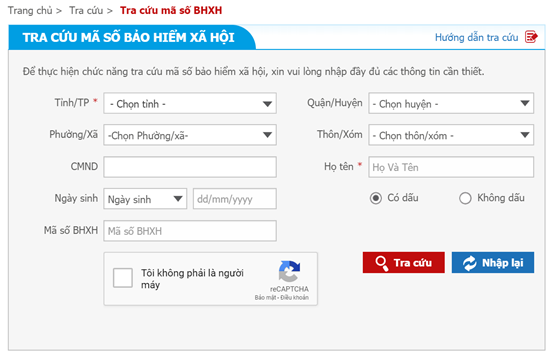 Tra cứu mã số BHXH